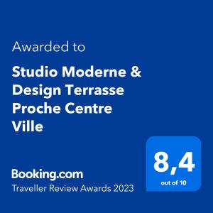 Studio Moderne & Design Terrasse Proche Centre Ville