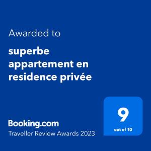 superbe appartement en residence privée