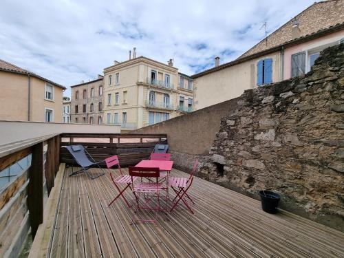 T2 avec terrasse 25m², garage, plein centre-ville