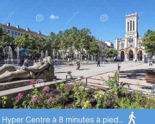 T2 centre ville- 44m2- terrasse -queen bed