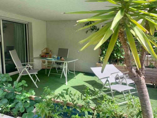 T2 climatisé EN BORD DE MER AVEC TERRASSE , PARKING ET WIFI