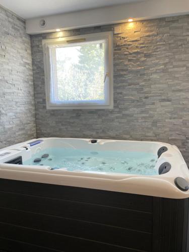 T2 rénové, jaccuzi, sauna, sièges massants, jardin, parking, métro