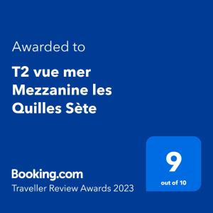 T2 vue mer Mezzanine les Quilles Sète