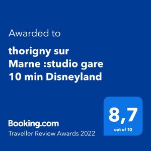 thorigny sur Marne :studio gare 10 min Disneyland