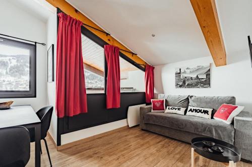 Typical mountain apartment with balcony the view of the ski