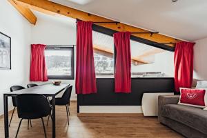 Typical mountain apartment with balcony the view of the ski