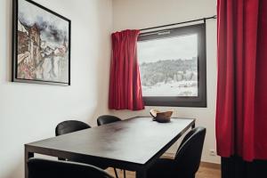Typical mountain apartment with balcony the view of the ski
