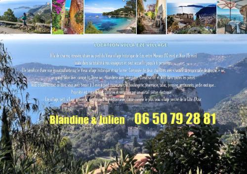 Villa d exception avec terrasse, jacuzzi, vue mer, parking, en plein cœur du village de Eze