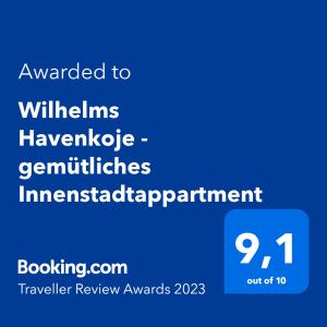 Appartement Wilhelms Havenkoje - gemütliches Innenstadtappartment 108 Rheinstraße 26382 Wilhelmshaven Basse-Saxe