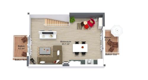 Ferienwohnung Küstenwaldblick mit privat Sauna, 87qm & 2 Schlafzimmern