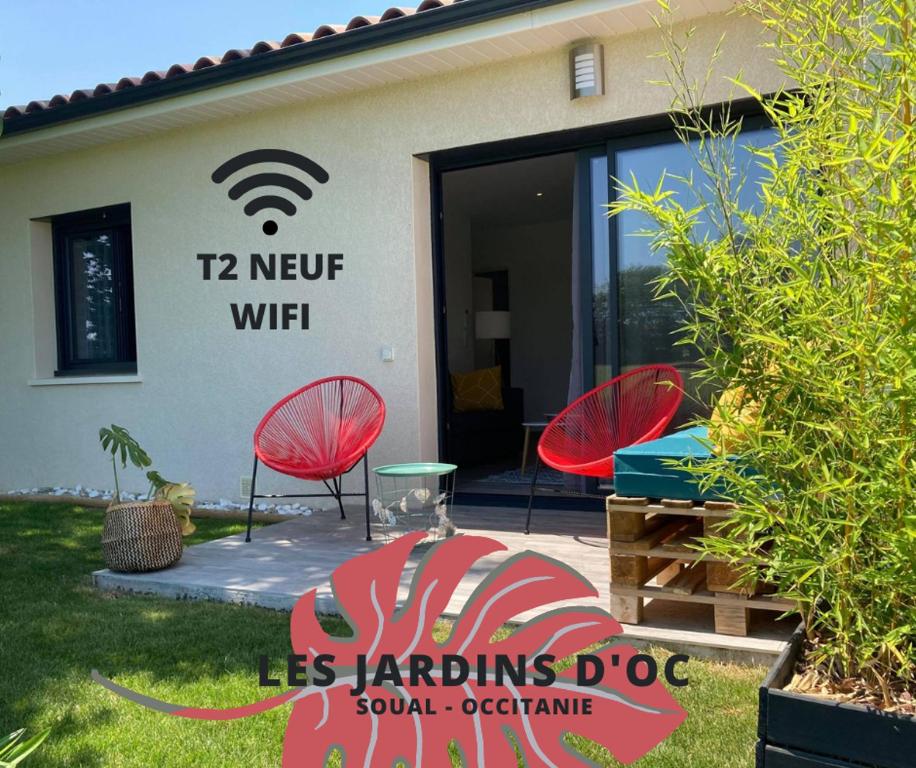 Les Jardins d'Oc - Wifi, Terrasse et Jardinet - Appart T2 neuf Le santou 10 bis rue du lauragais, 81580 Soual