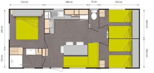 Mobilhome 3 chambres et terrasse