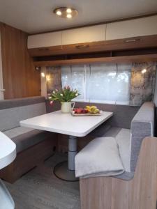 Naturnaher Wohnwagen mit Terrasse und Garten