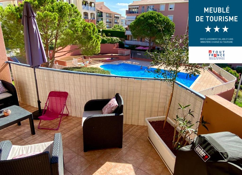 Appartement Coeur de Fréjus, appartement 3 pièces climatisé, terrasse, barbecue, piscine & parking 178 Rue Armand Duvivier, 83600 Fréjus