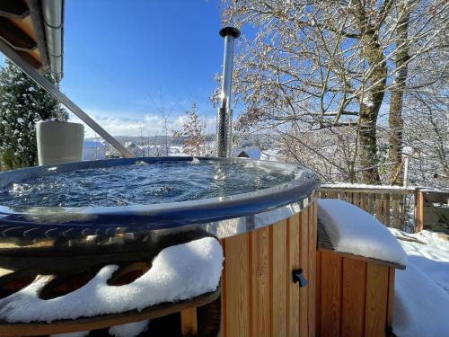 Comfortable wooden holiday home with hot tub sauna terrace and private garden Teunz allemagne