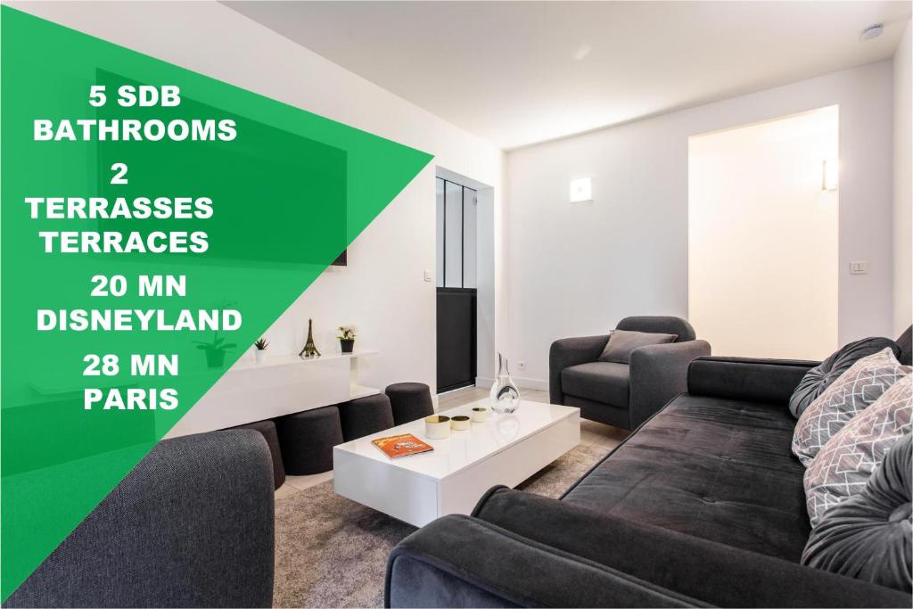 Appartement D&E - PARIS-DISNEY - HOLIDAYS APARTMENT - APPARTEMENT DE VACANCES - 5 CHAMBRES- 5 SDB - 5 BEDROOMS - 5 BATHROOMS - Netflix 3 Place des Aubépines, 77420 Champs-sur-Marne