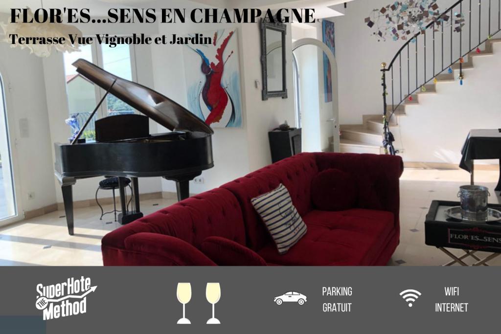 Maison de vacances FLORESSENS EN CHAMPAGNE Terrasse privative sur le vignoble 15 Rue Domaine Pérignon, 51480 Fleury-la-Rivière