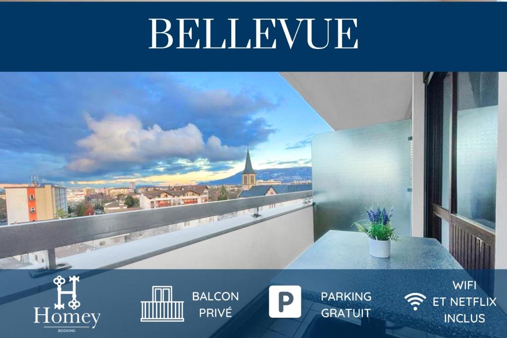 Appartement HOMEY BELLEVUE - New - Appartement avec une chambre - Parking privé gratuit - Balcon avec belle vue - Netflix et Wifi inclus - A 5 min de la frontière pour rejoindre Genève 8 A Rue de la Paix, 74240 Gaillard