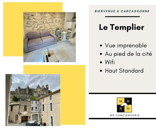 LE TEMPLIER VUE CITE PIED CITE MEDIEVALE NEUF Carcassonne france