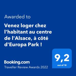 Venez loger chez l'habitant au centre de l'Alsace, à côté d'Europa Park !