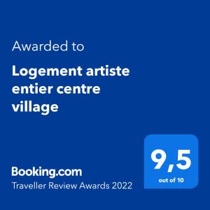 Logement artiste entier centre village