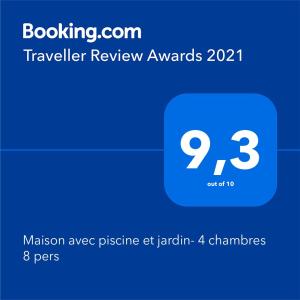 Maison avec piscine et jardin- 4 chambres 8 pers