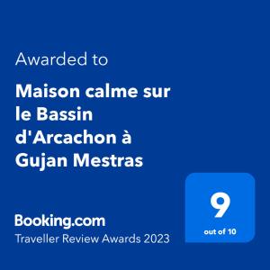 Maison calme sur le Bassin d'Arcachon à Gujan Mestras