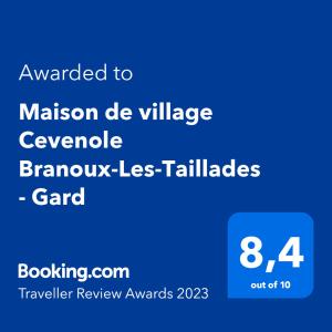 Maison de vacances Maison de village Cevenole Branoux-Les-Taillades - Gard - #TravellerAwards 2023 14 Quartier du Peytavis 30110 Branoux-les-Taillades Languedoc-Roussillon