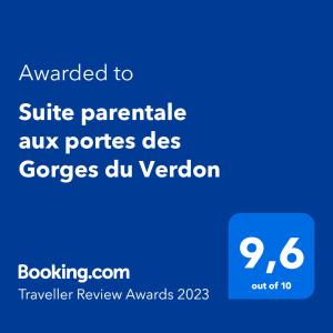 Suite parentale aux portes des Gorges du Verdon