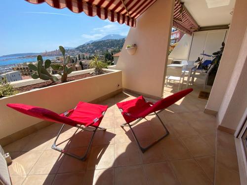 Mansfield vue carte Postale Terrasse Piscine calme port à 200m à pied Menton france