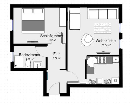 Appartement Nordlicht - moderne Fewo im Souterrain 37 Hollerstraße Büdelsdorf