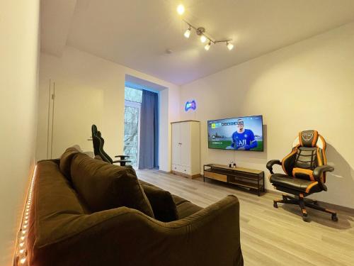 Appartement PS5+55 Zoll 4K Fernseher - Gaming Apartment 93 Gneisenaustraße 3. Obergeschoss Dortmund