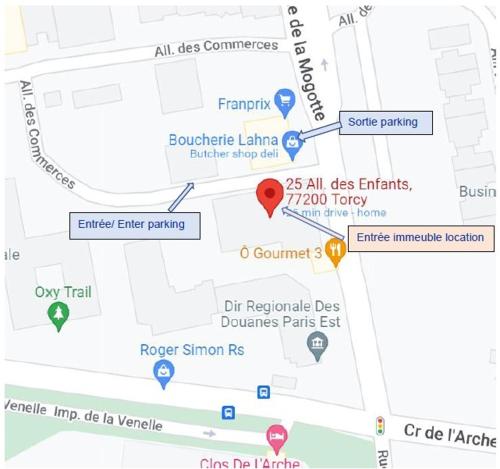 Appartement Résidence du Clos de l'Arche Torcy - Appartement de 34 m2, avec coin nuit, coin salon, coin cuisine, et parking privé souterrain - Idéal longs séjours 25 Allée des Enfants Torcy