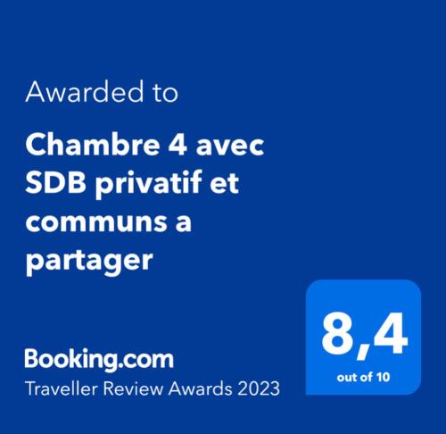 Chambre 4 avec SDB privatif et communs a partager SEHLOUÉ