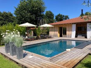 Lege Cap-Ferret belle Villa bois, piscine chauffée